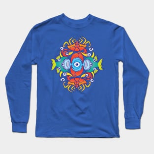 Terrific crabs, fish and octopuses for a summer pattern design Long Sleeve T-Shirt